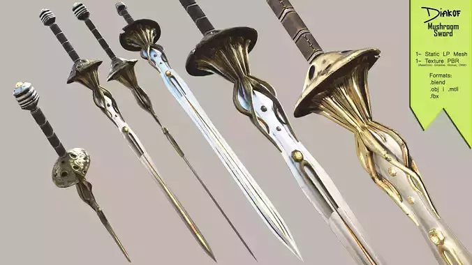 Mushroom sword Low-poly 3D model
