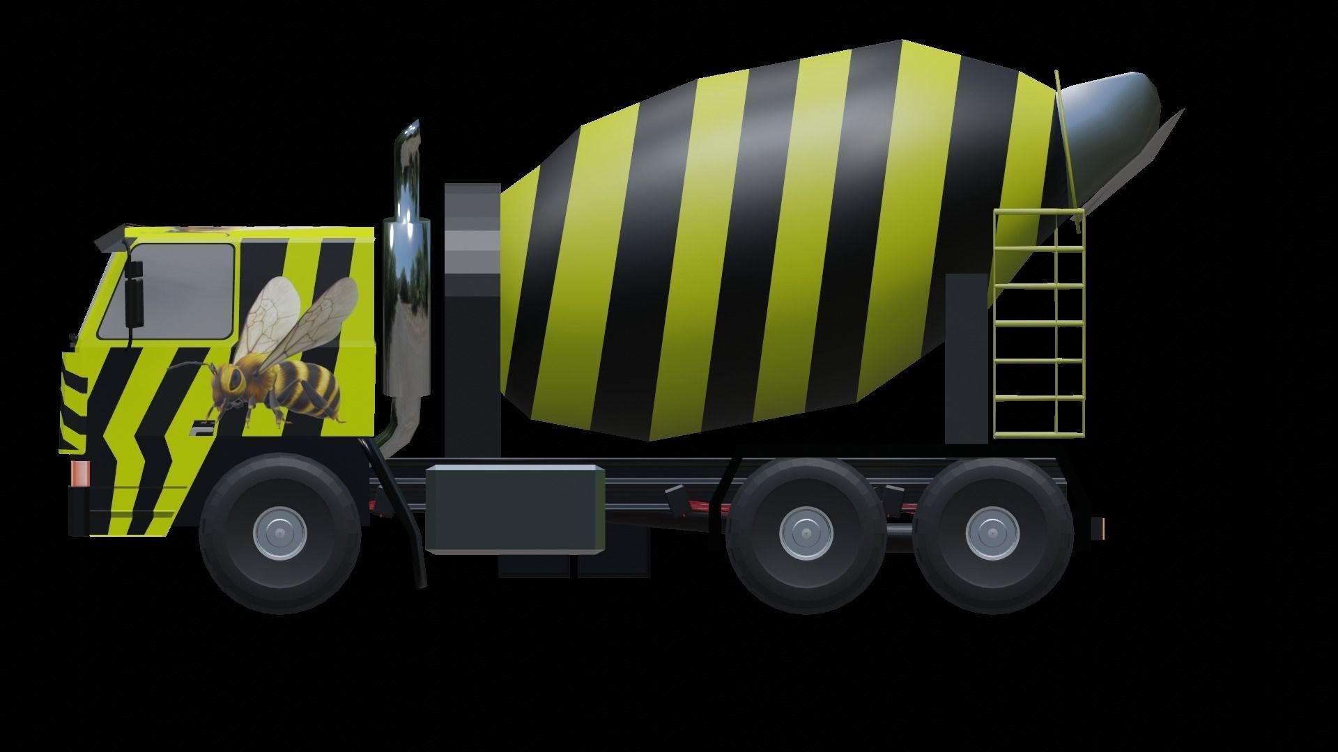 Bumble Bee Contrete Mixer Low-poly 3D model_5