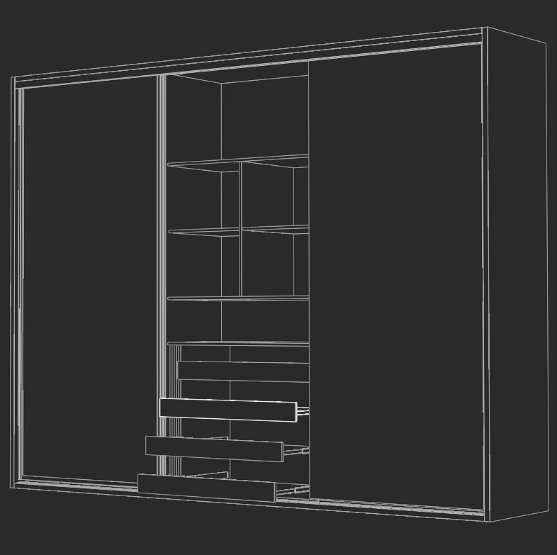 closet wardrobe with interior and drawers with slides Low-poly 3D model_4