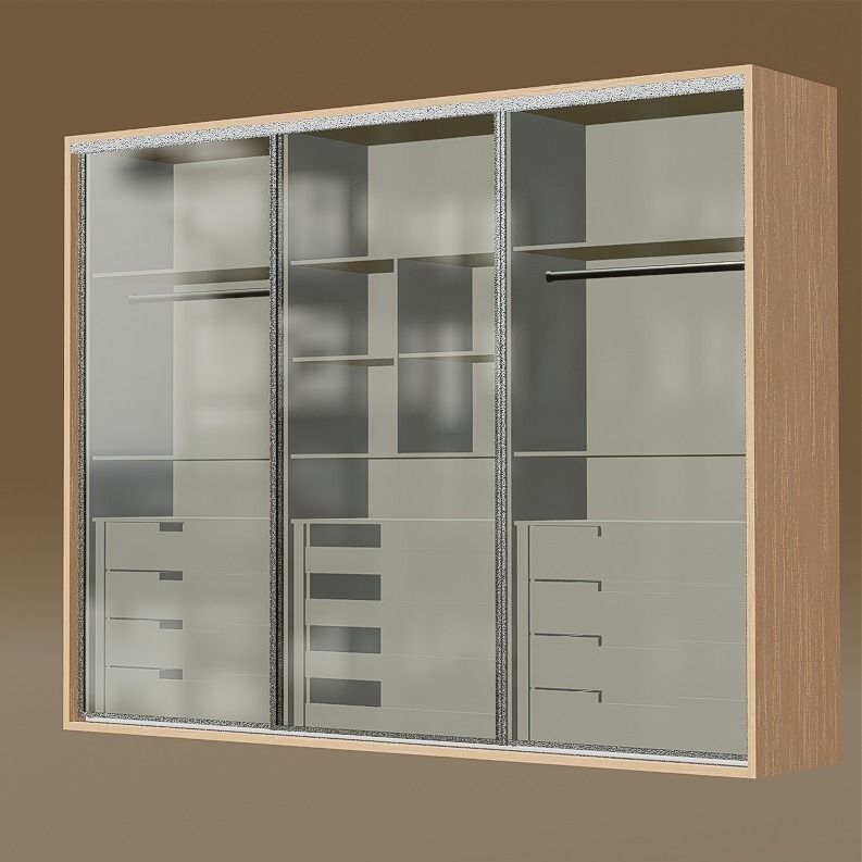 closet wardrobe with interior and drawers with slides Low-poly 3D model_6