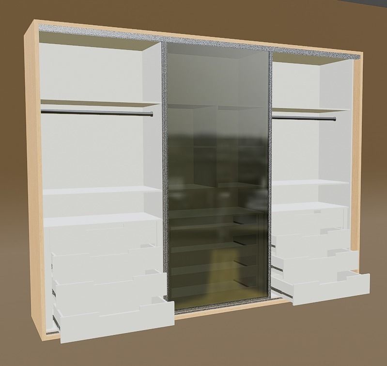 closet wardrobe with interior and drawers with slides Low-poly 3D model_11