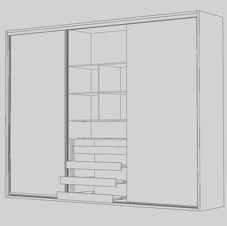 closet wardrobe with interior and drawers with slides Low-poly 3D model_5