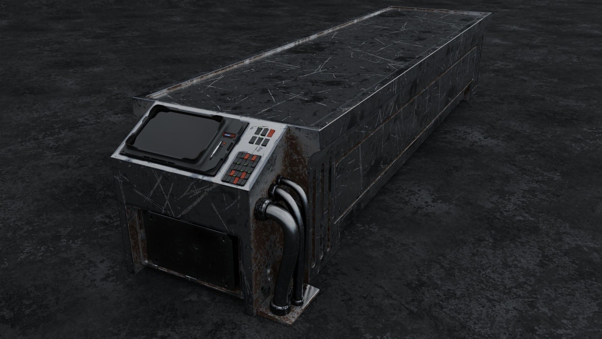 sci-fi desk Low-poly 3D model_2