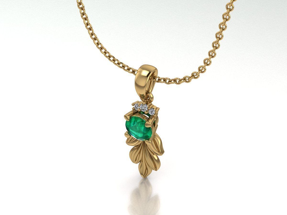 DIAMOND pendant leaves 3D print model_2