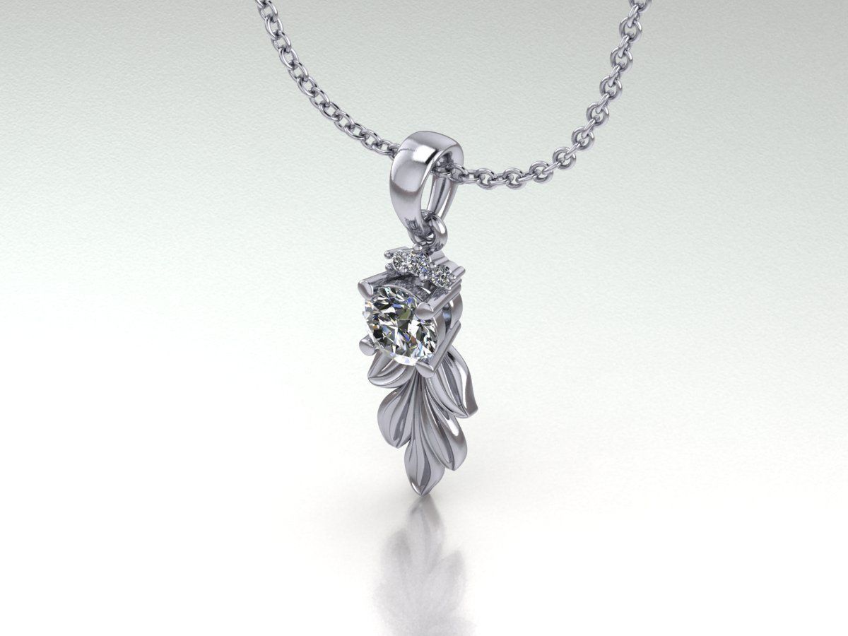 DIAMOND pendant leaves 3D print model_6