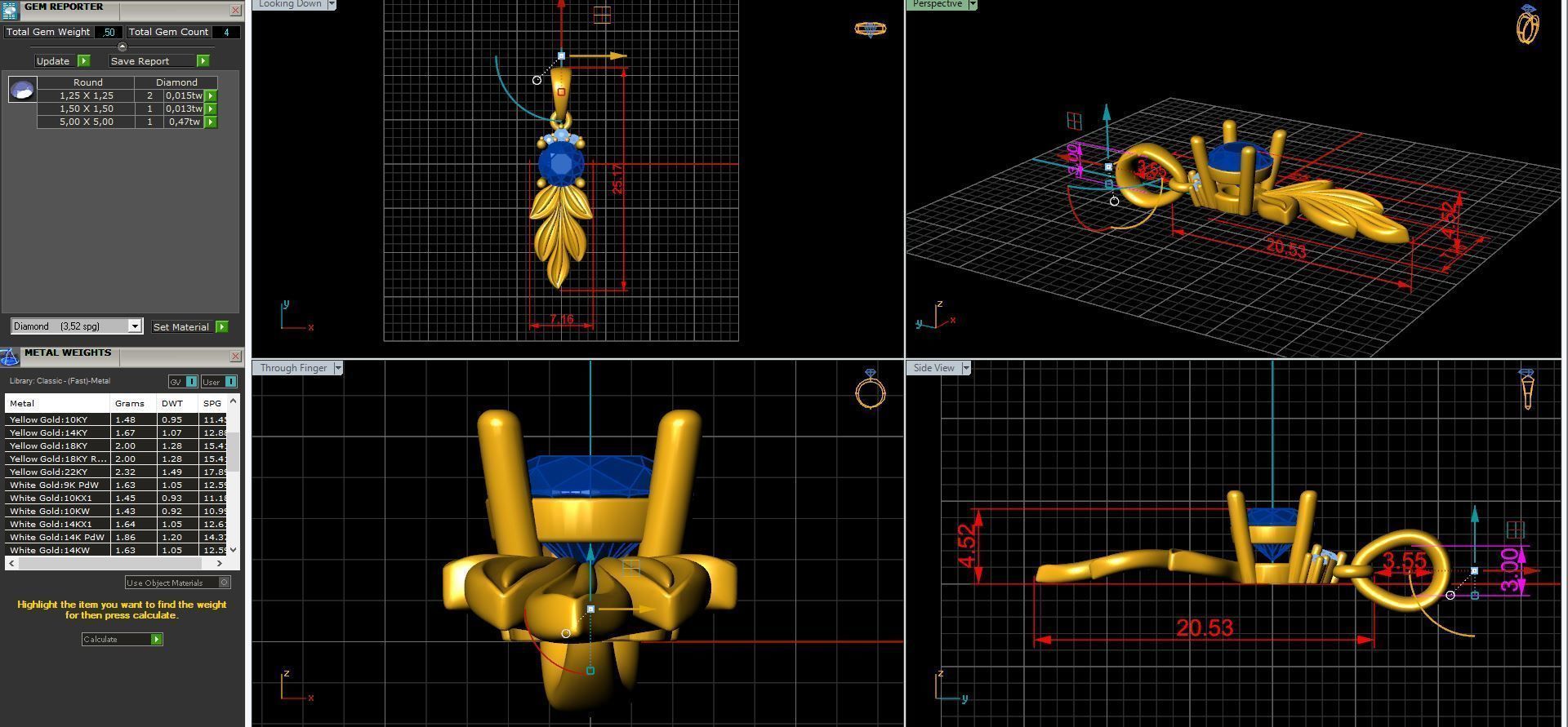 DIAMOND pendant leaves 3D print model_1