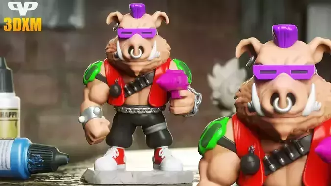 TMNT Bebop Chibi STL for 3D Printing ChibiSTL 3DXM