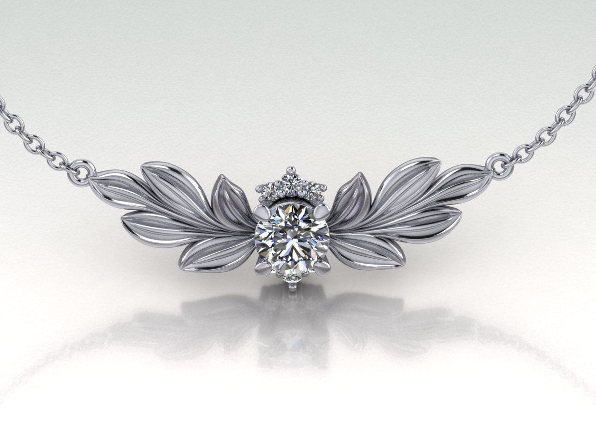 DIAMOND pendant leaves 3D print model_4