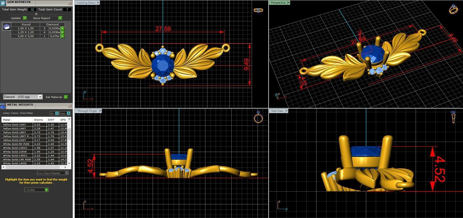 DIAMOND pendant leaves 3D print model_8