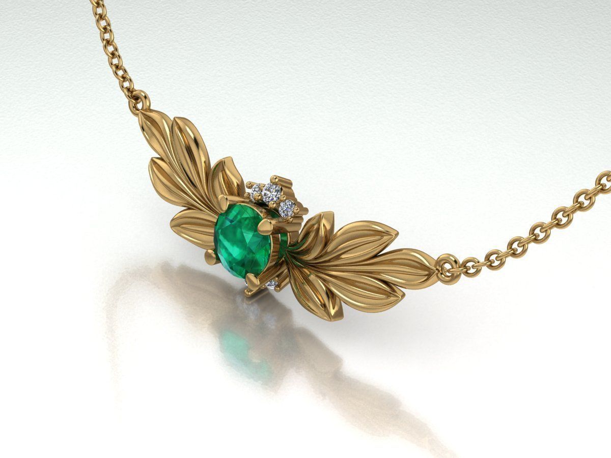 DIAMOND pendant leaves 3D print model_1