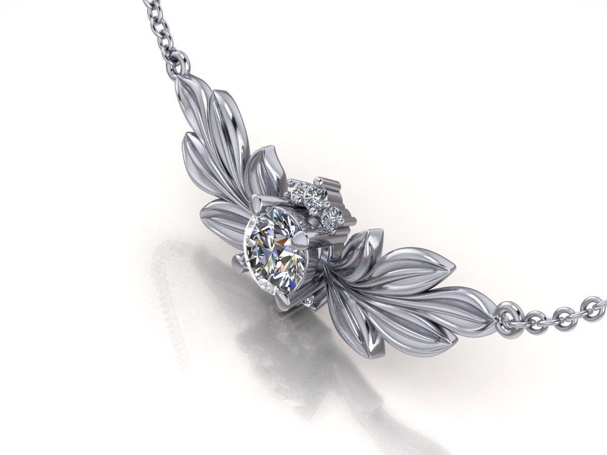 DIAMOND pendant leaves 3D print model_5