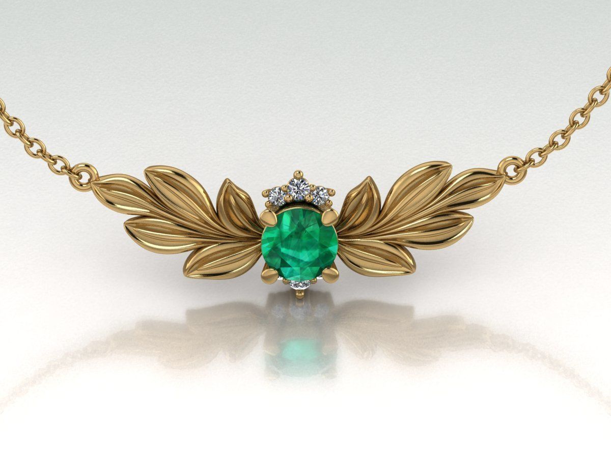 DIAMOND pendant leaves 3D print model_3