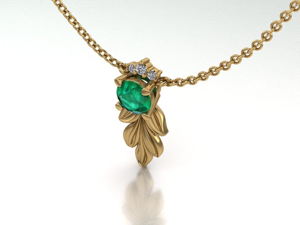 DIAMOND pendant leaves 3D print model 3D print model_2