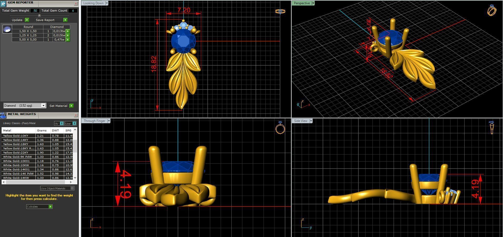 DIAMOND pendant leaves 3D print model 3D print model_6