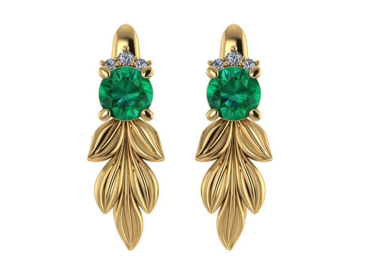 3d model of earrings in the form of leaves 3D print model_7
