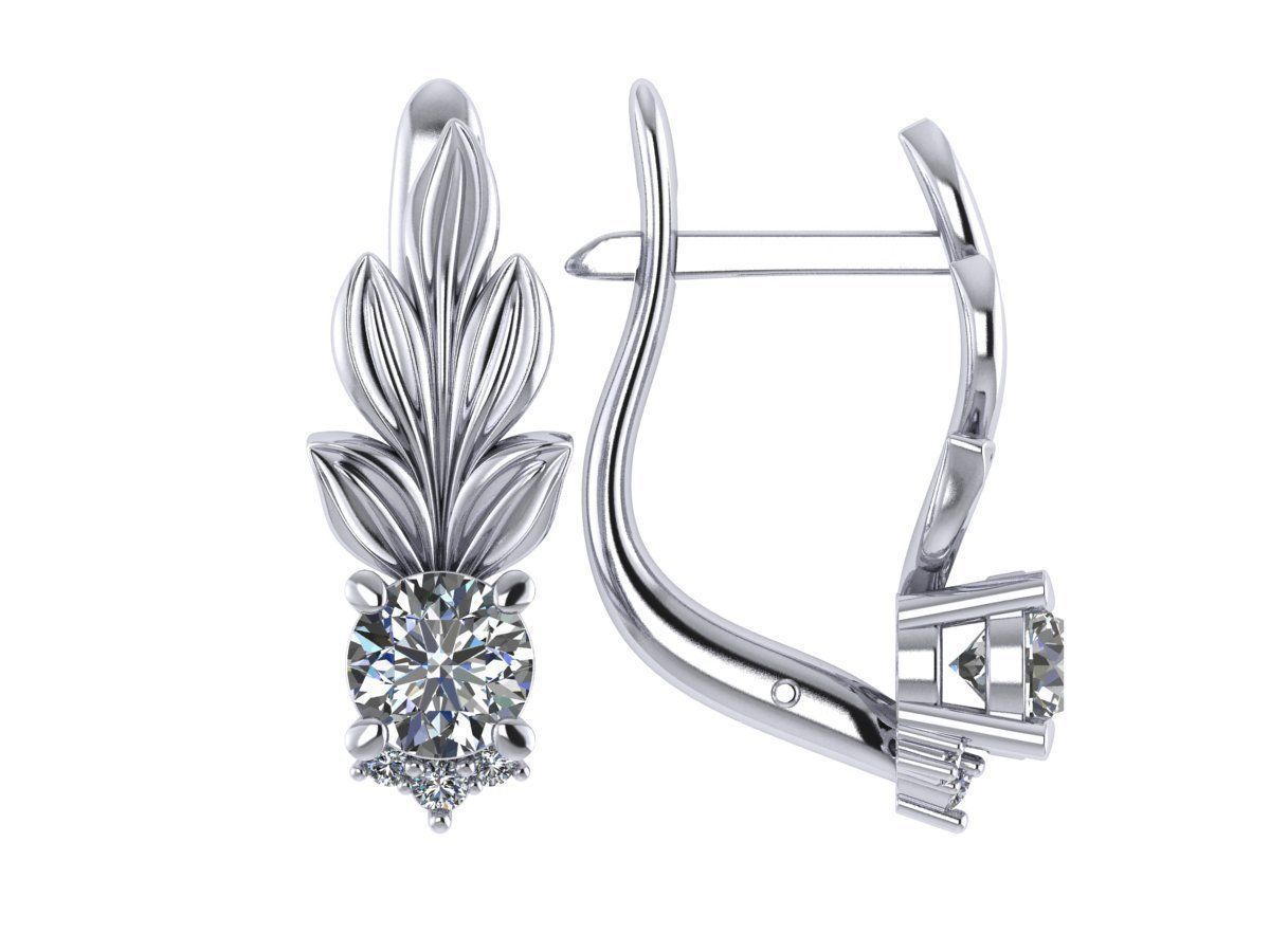 3d model of earrings in the form of leaves 3D print model_5