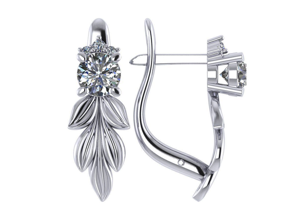 3d model of earrings in the form of leaves 3D print model_11