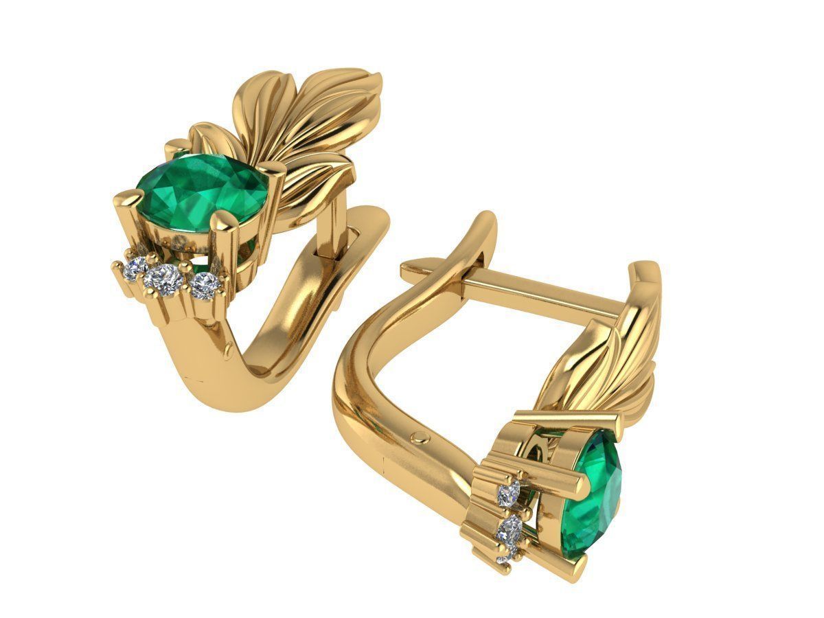 3d model of earrings in the form of leaves 3D print model_2