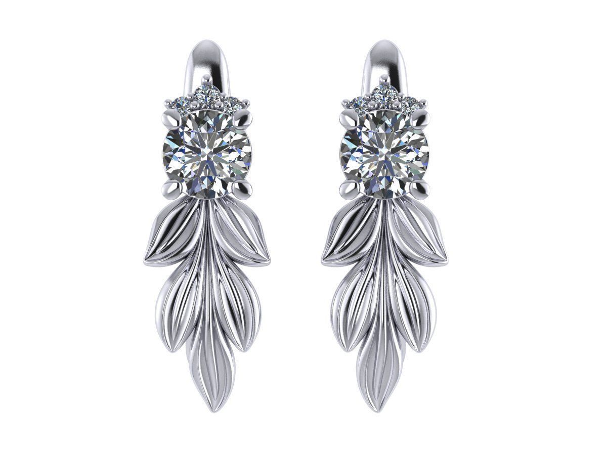 3d model of earrings in the form of leaves 3D print model_10