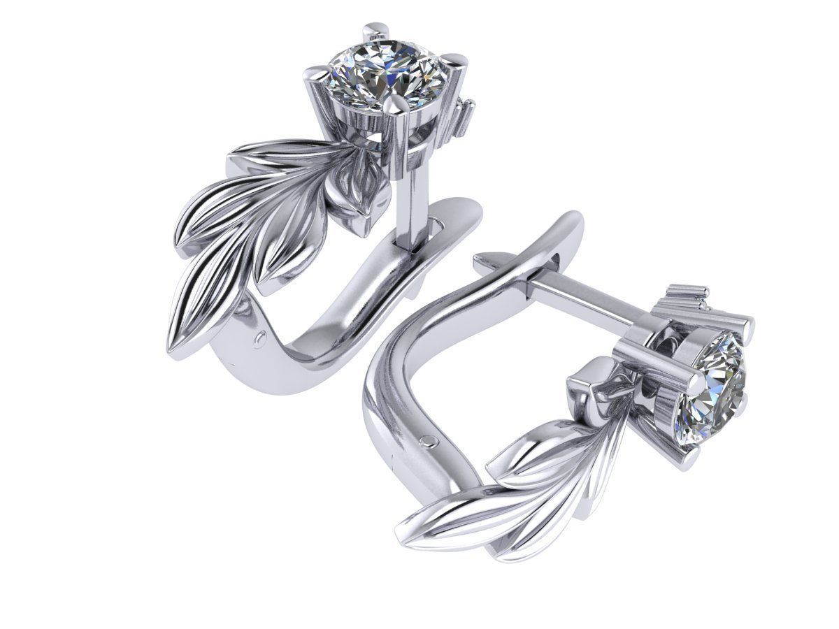 3d model of earrings in the form of leaves 3D print model_12