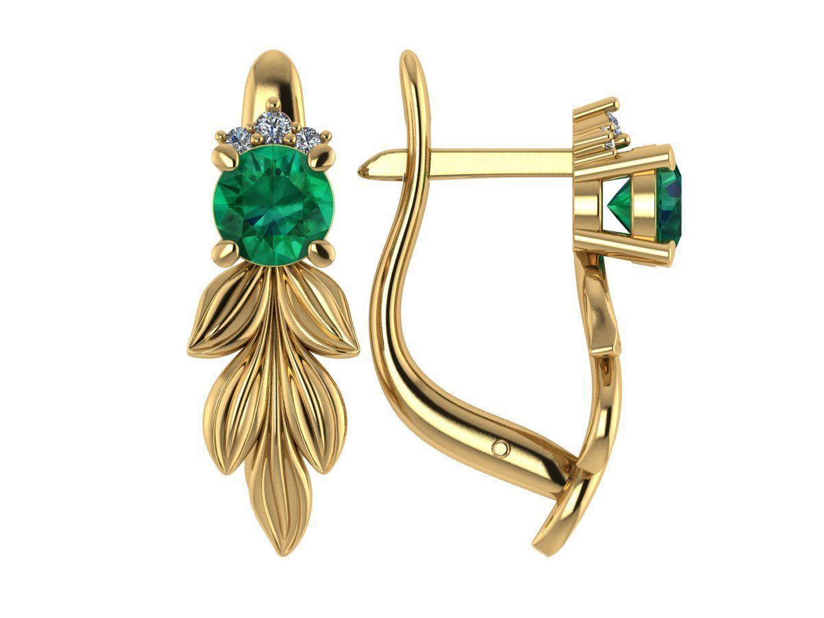 3d model of earrings in the form of leaves 3D print model_8