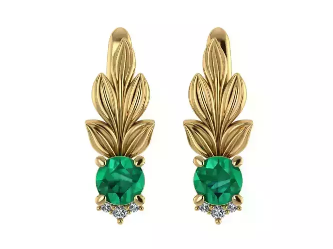 3d model of earrings in the form of leaves 3D print model