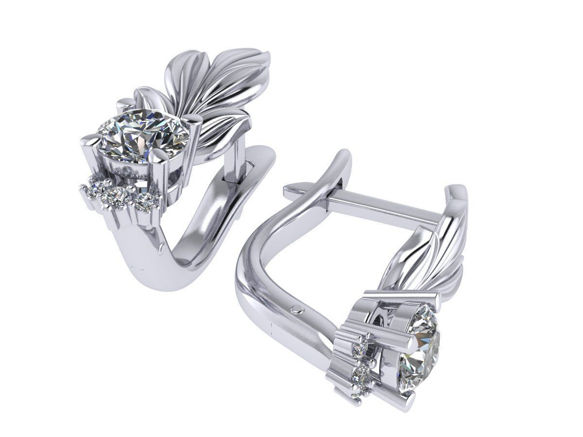 3d model of earrings in the form of leaves 3D print model_6