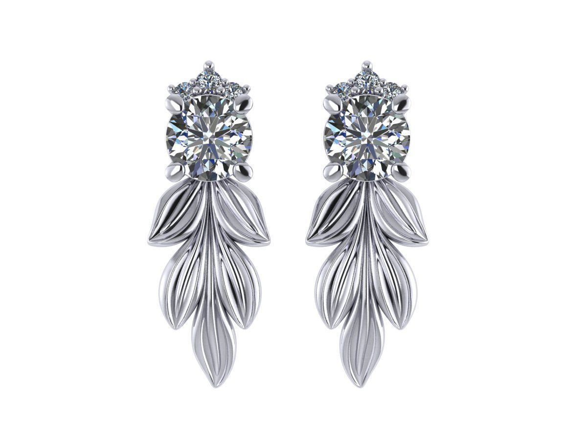 3d model of earrings in the form of leaves 3D print model_3