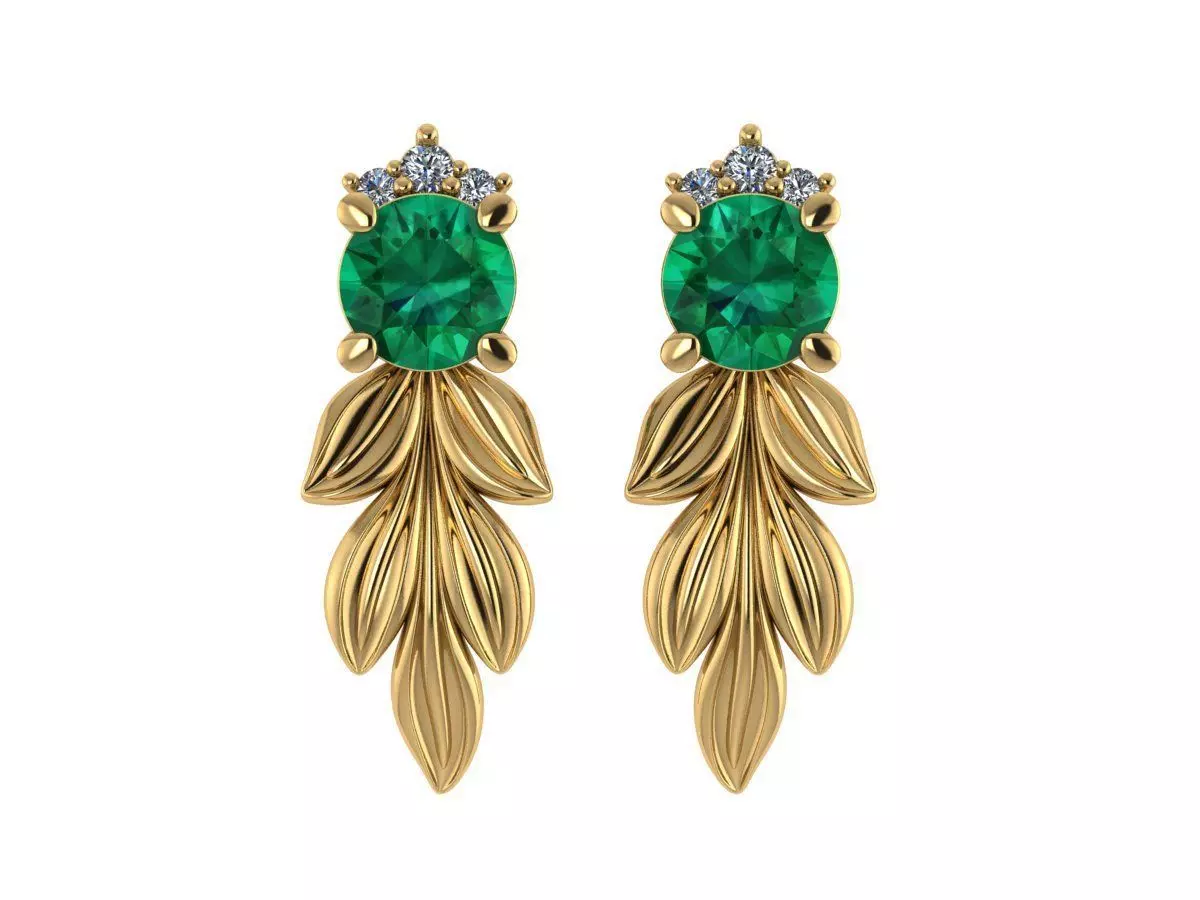 3d model of earrings in the form of leaves 3D print model_0
