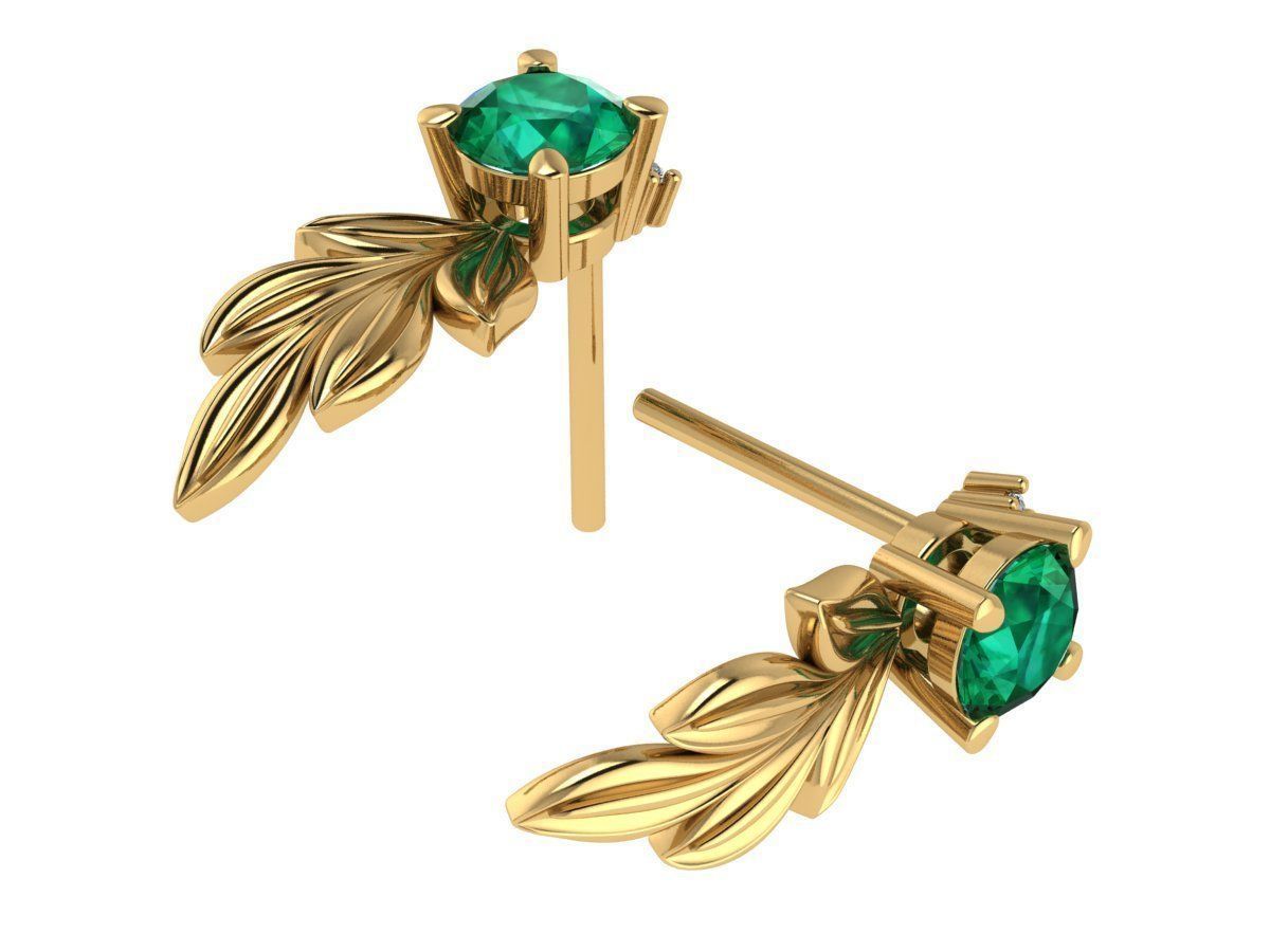 3d model of earrings in the form of leaves 3D print model_2