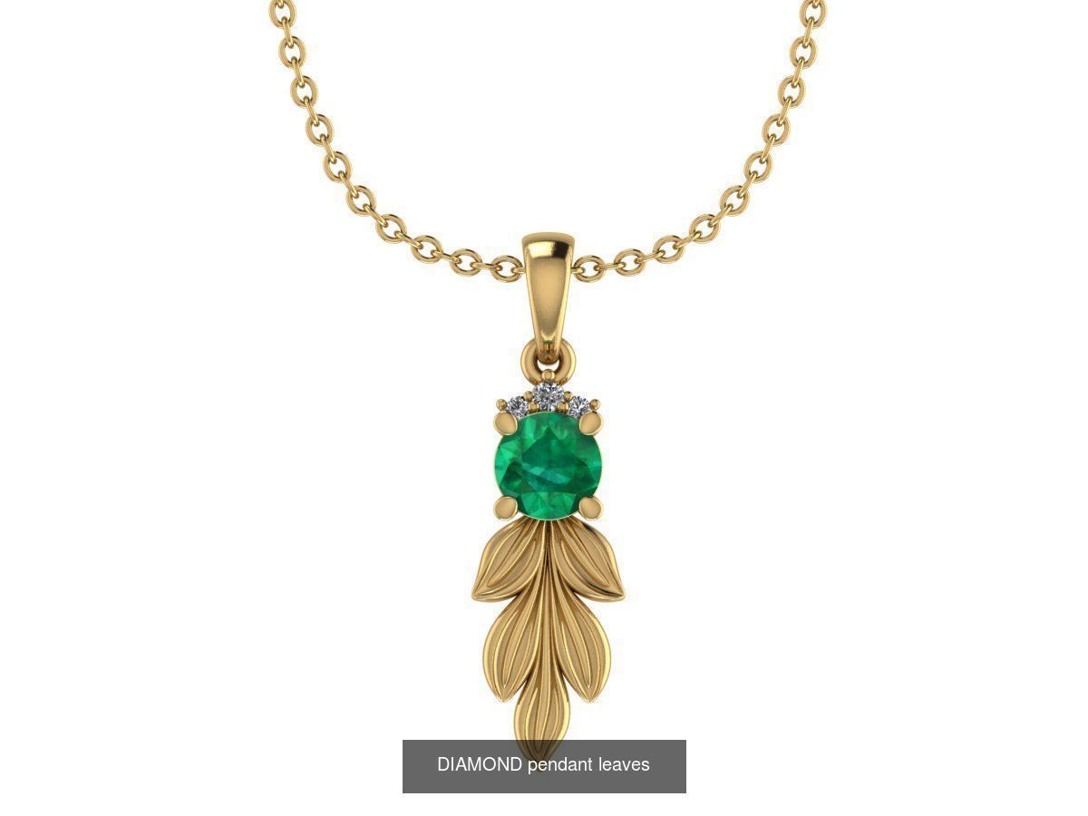 leaf jewelry set 3D Model Collection_2