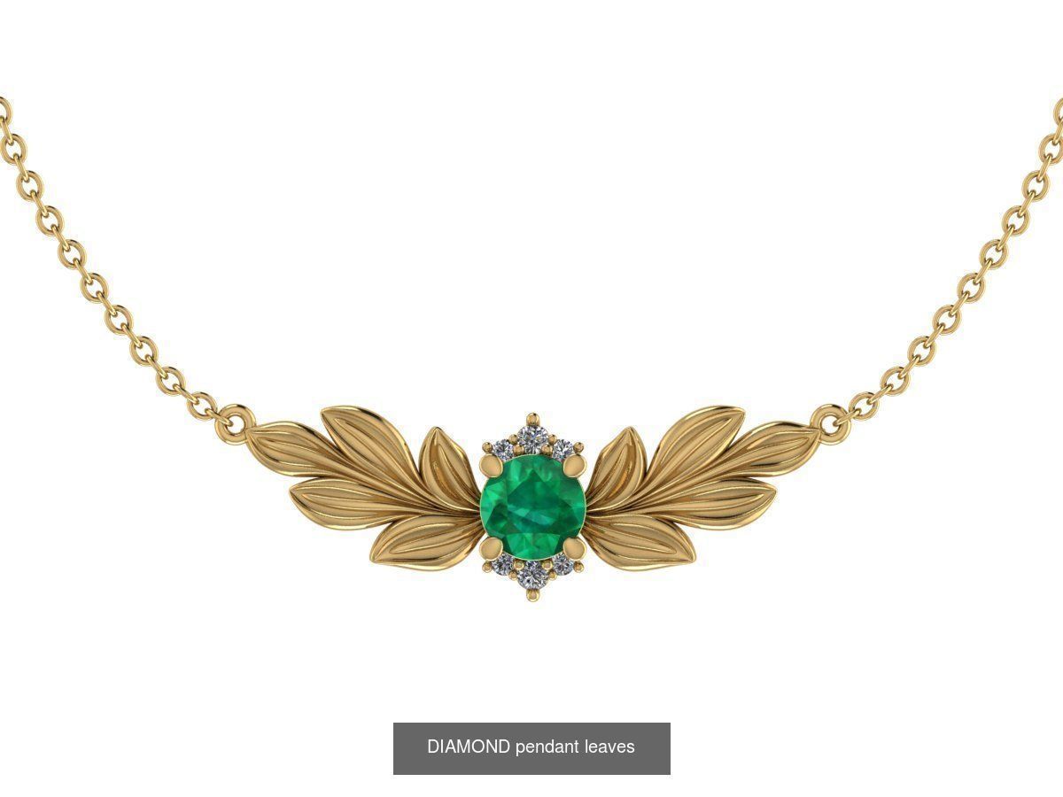 leaf jewelry set 3D Model Collection_3