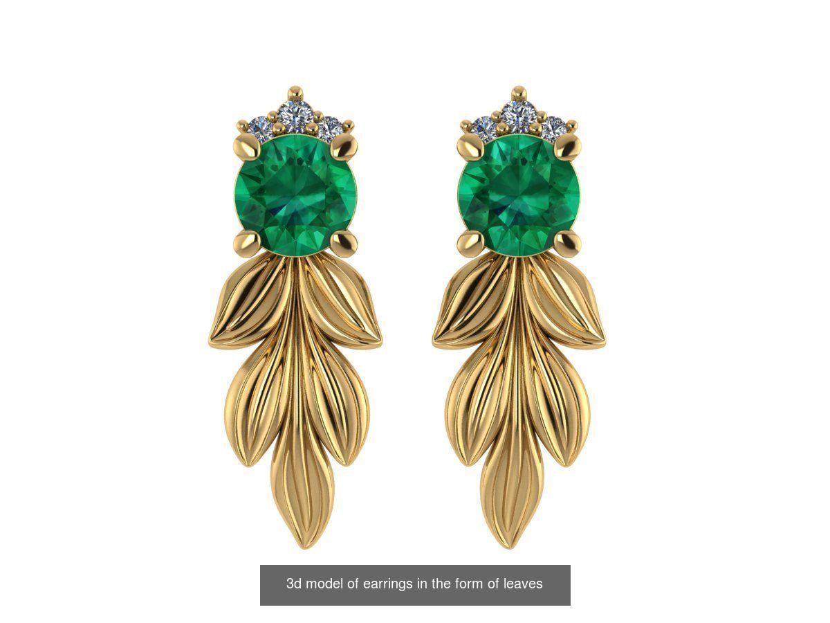 leaf jewelry set 3D Model Collection_7