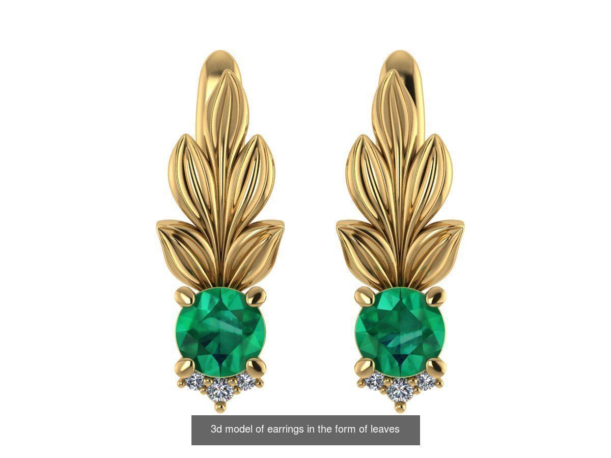 leaf jewelry set 3D Model Collection_6