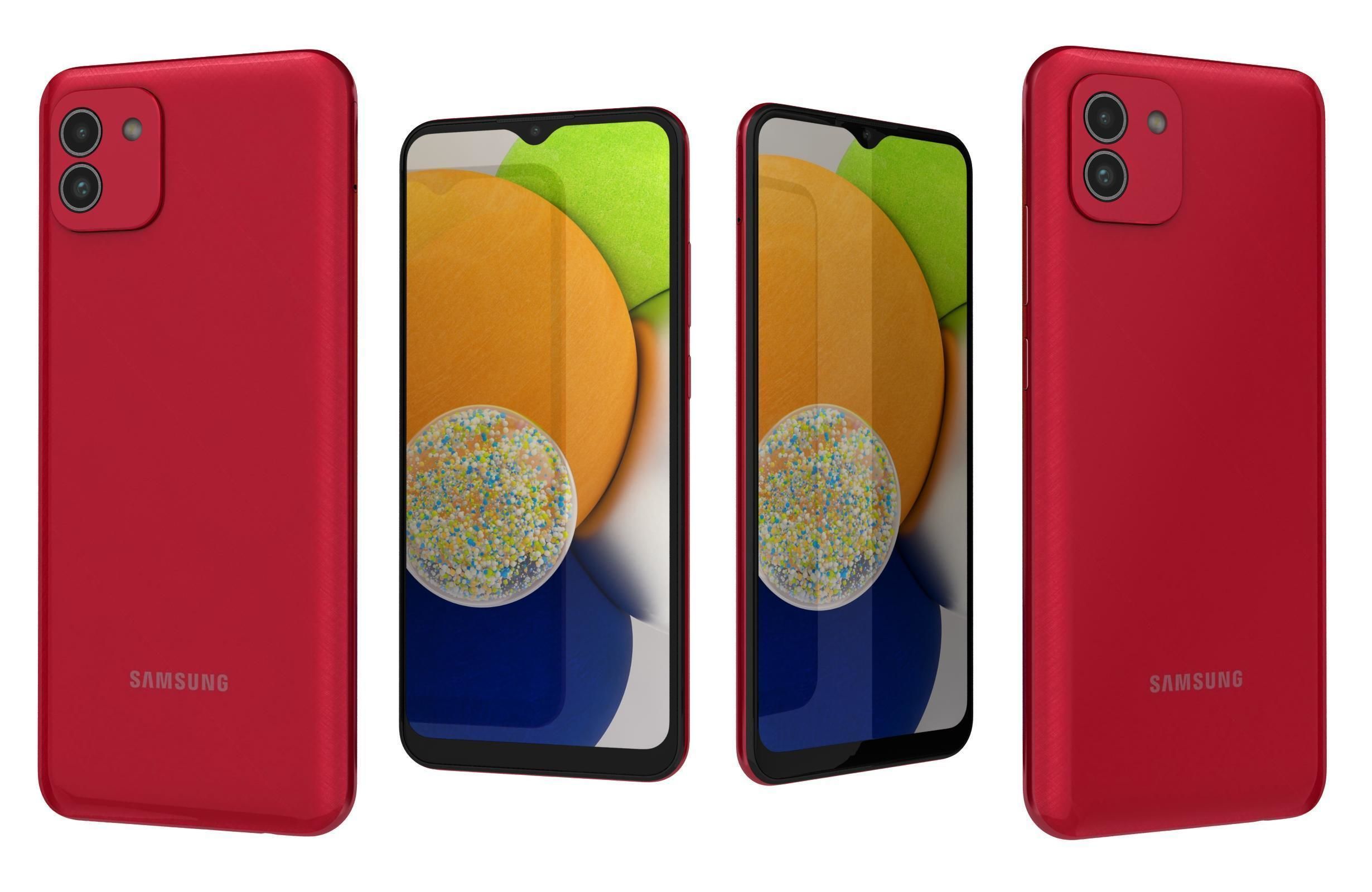 Samsung Galaxy A03 Red 3D model_3