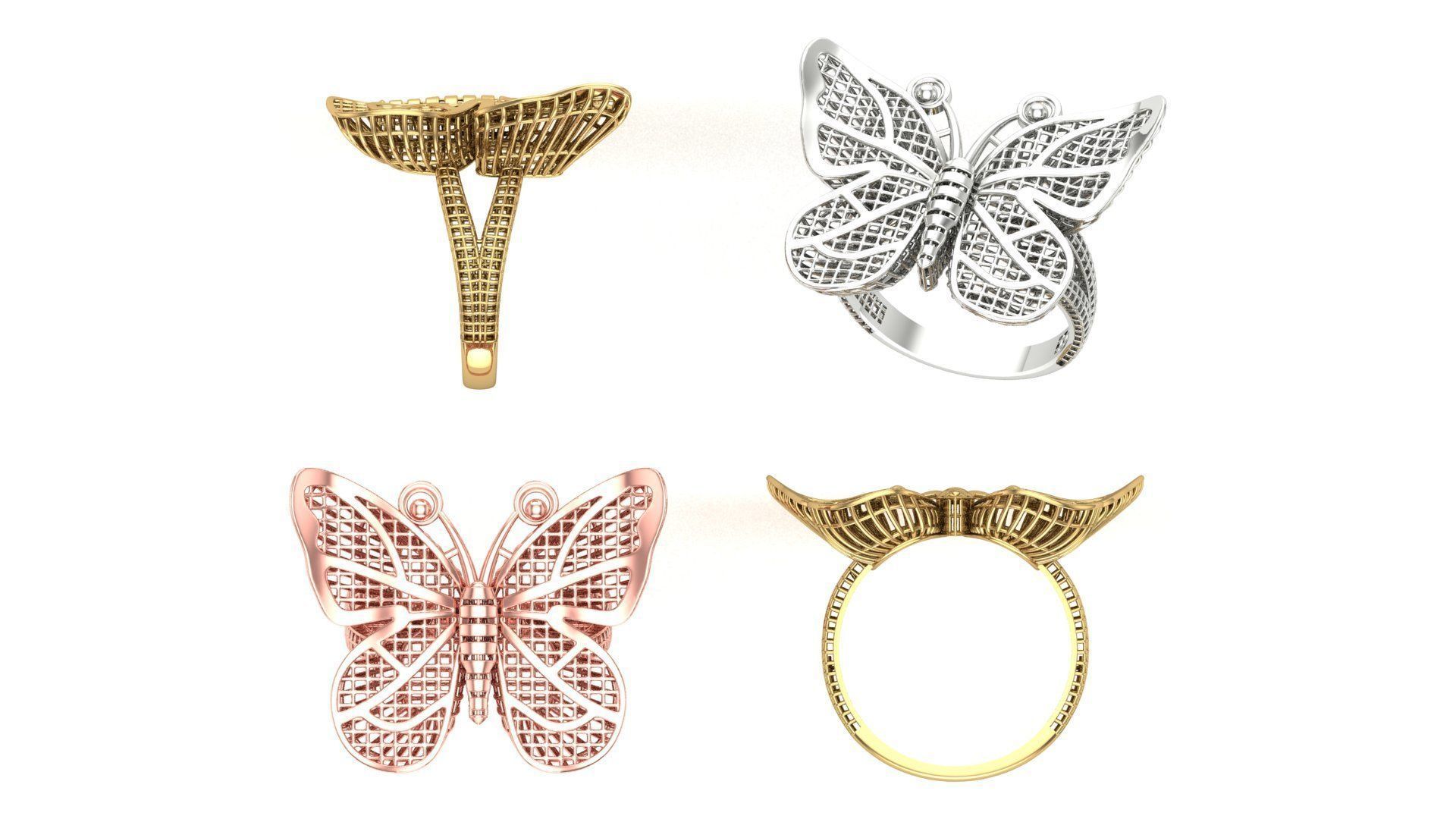 Fusion Butterfly Ring 3D print model_2