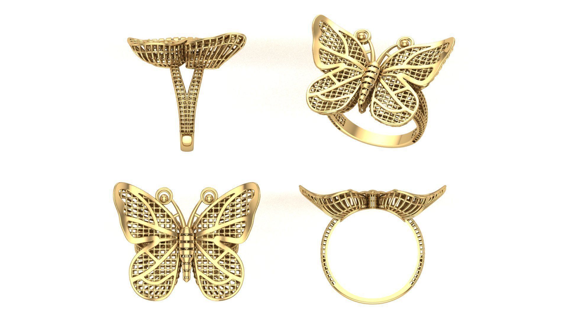 Fusion Butterfly Ring 3D print model_1