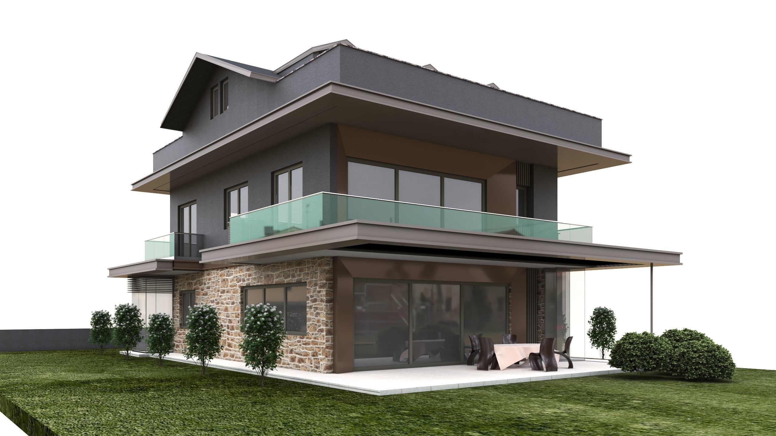 Villa 3 modern house 3D model_3