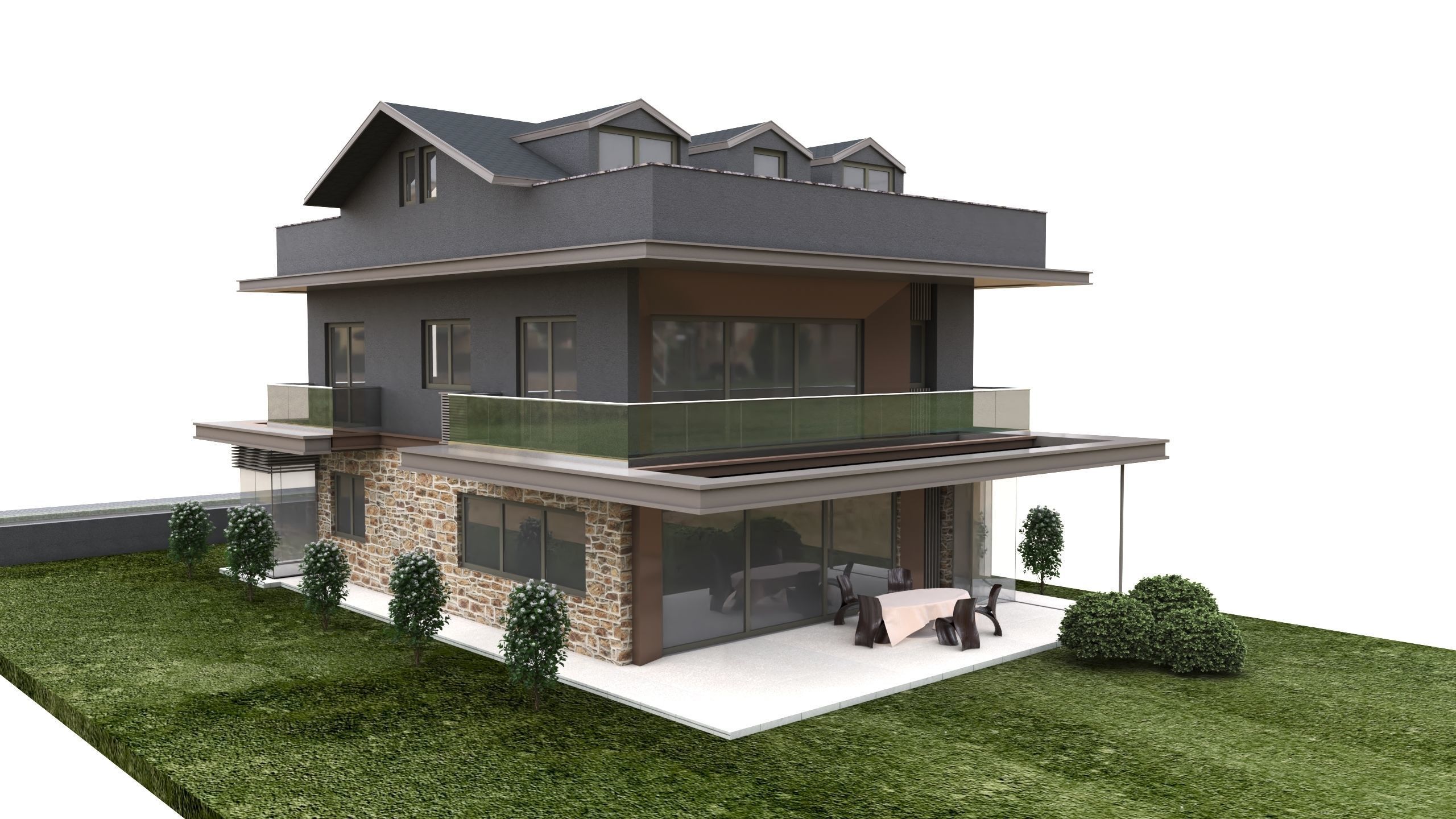 Villa 3 modern house 3D model_2