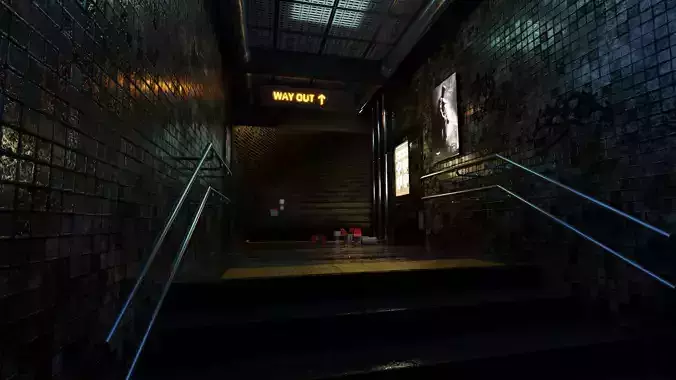 Subway Metro Exit Low-poly 3D model