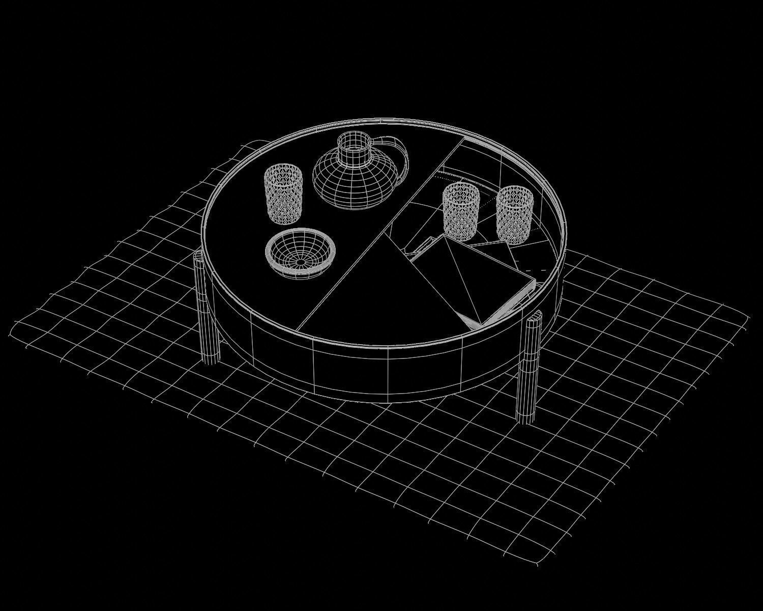 Coffee Table Set 3D model_2