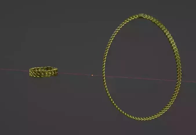 Gold Cuban style chain and bracelet