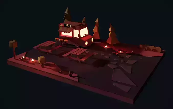 Low poly 3d modular location Set-03
