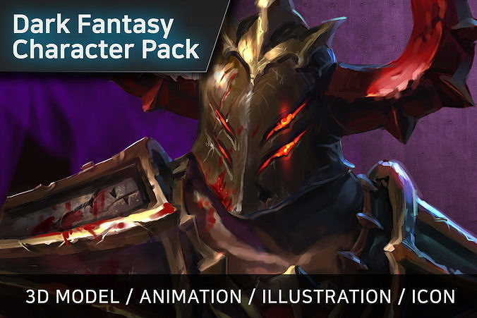 Dark Fantasy Character pack - Berserker Low-poly 3D model