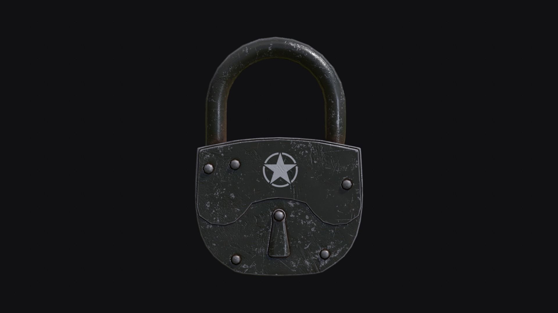 Old army padlock Low-poly 3D model_3