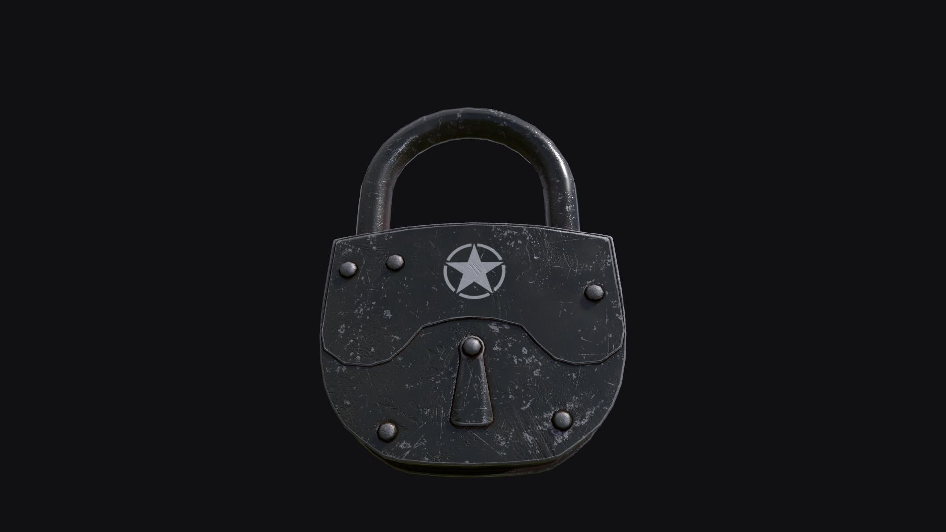 Old army padlock Low-poly 3D model_2