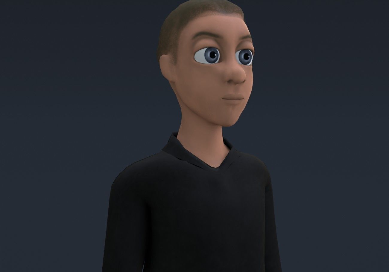 blond boy in black clothes Low-poly 3D model_11
