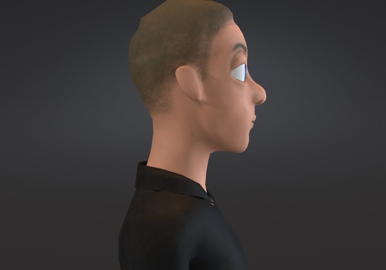 blond boy in black clothes Low-poly 3D model_6