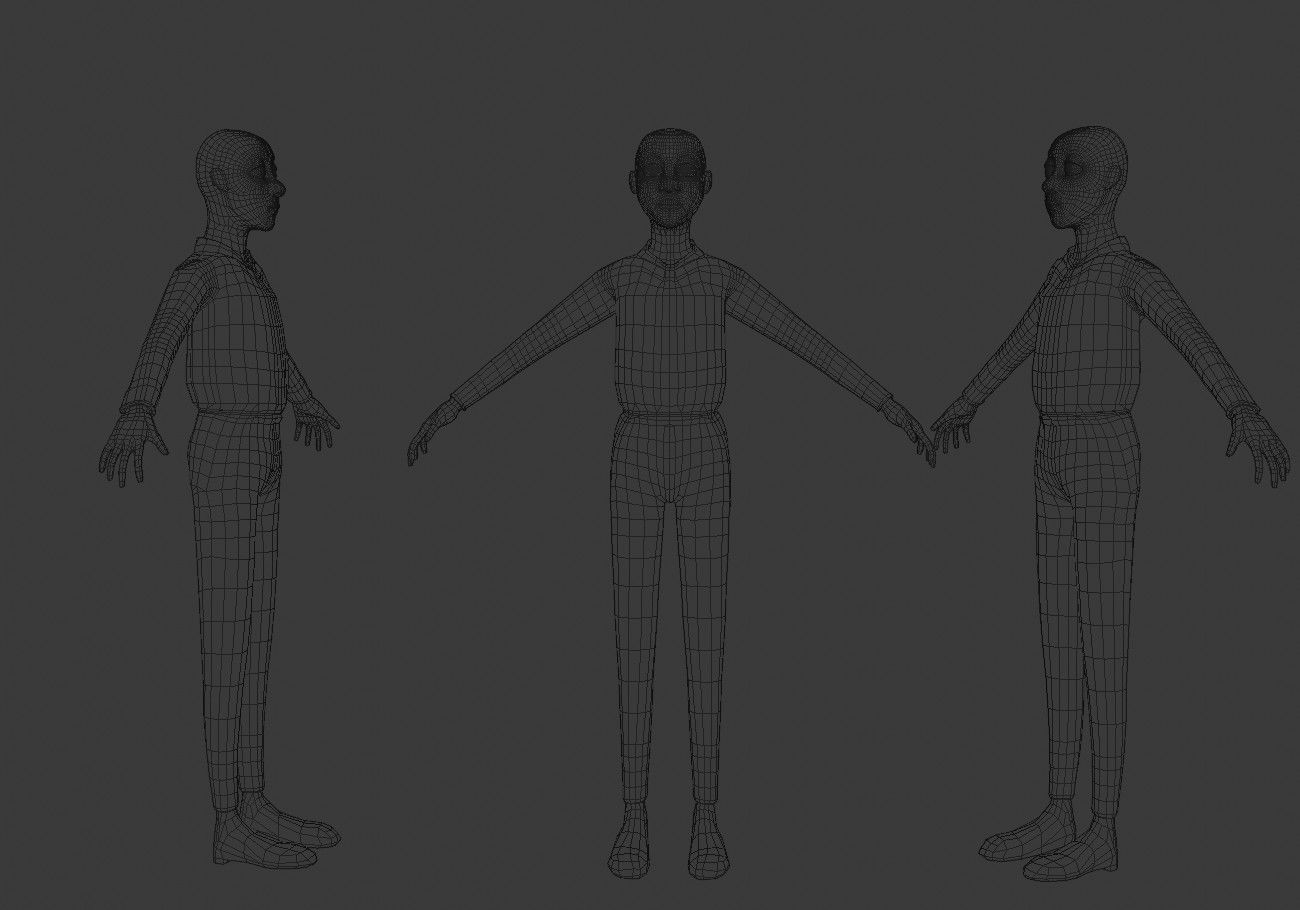 blond boy in black clothes Low-poly 3D model_18