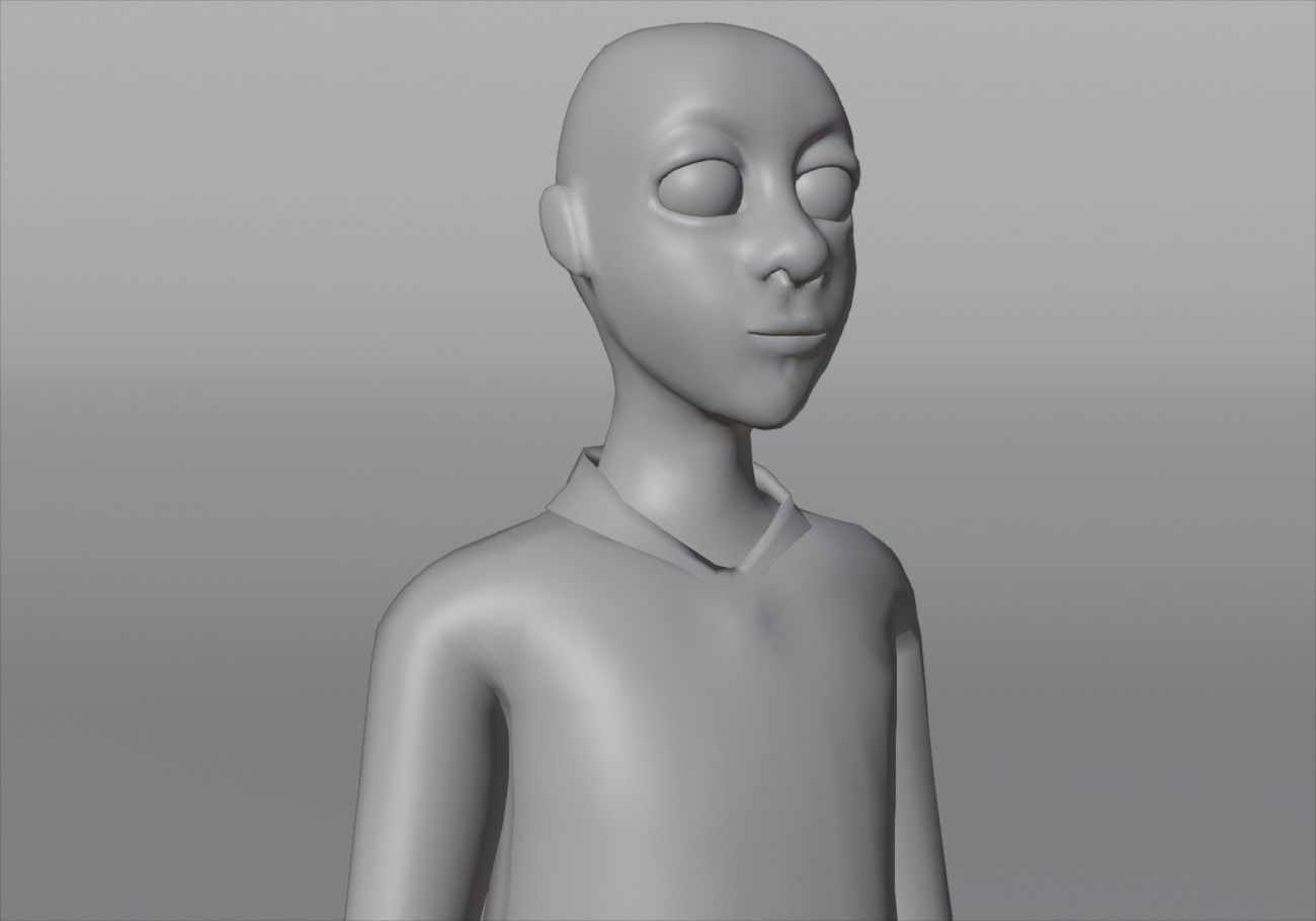 blond boy in black clothes Low-poly 3D model_17